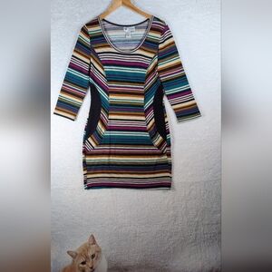 Papillon Blanc Multicolor Striped Long Sleeve Dress
